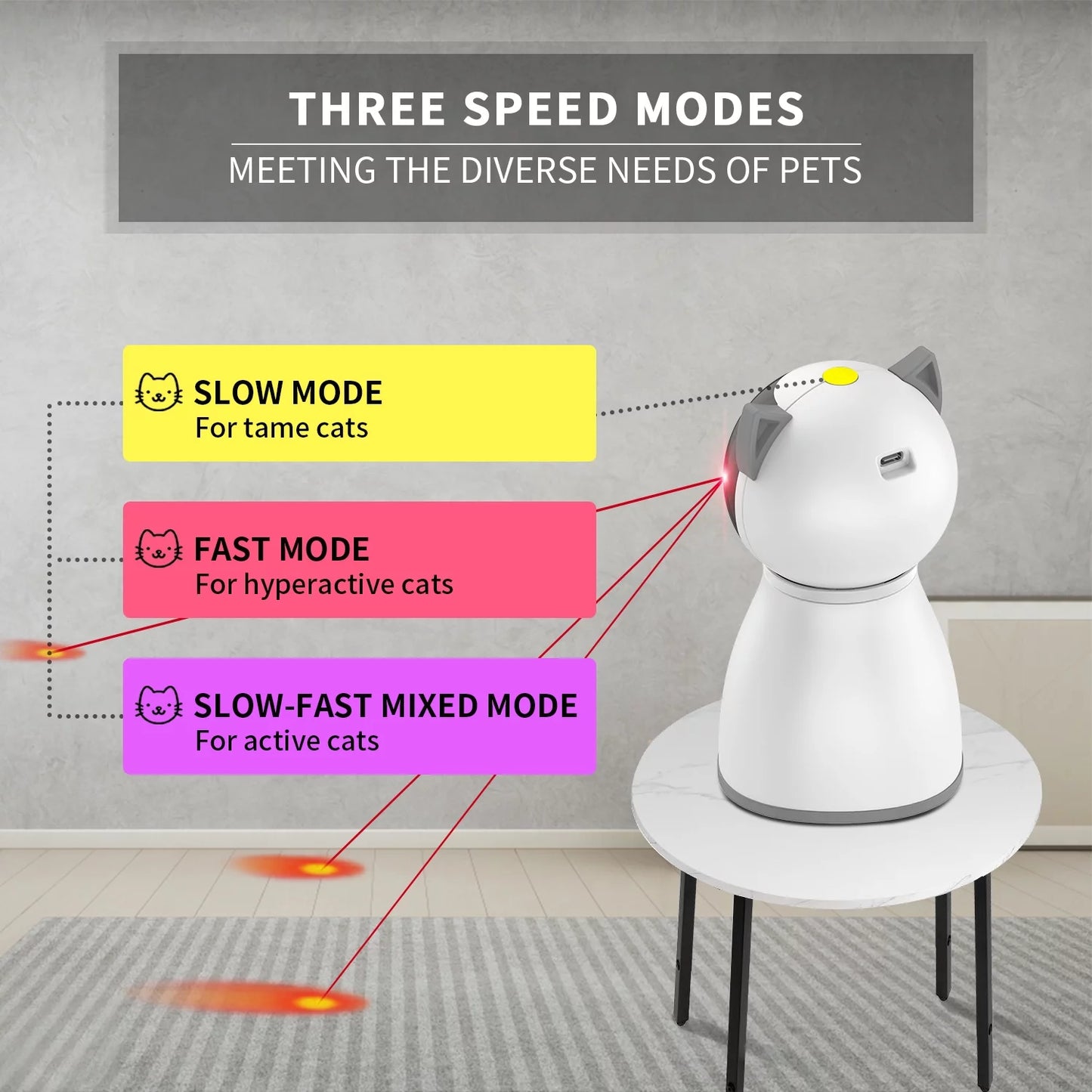 Exciting Interactive Cat Laser Toy - 4th Generation with Real Random Trajectory, Motion Activation & Rechargeable Convenience for Endless Fun!