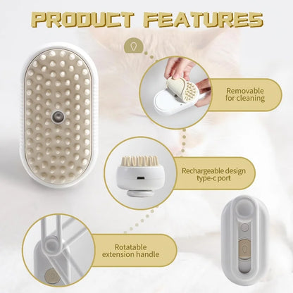 Transform Your Pet's Grooming Experience with the 3-in-1 Steam Brush: The Ultimate Cat and Dog Grooming Tool for Effortless Hair Removal and Relaxing Massage