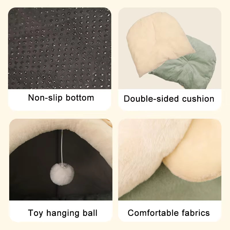 Deep Sleep Cartoon Pet Bed – Foldable Washable Cave Bed for Cats & Small Dogs