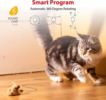 🐭 Interactive Moving Mouse Cat Toy – Realistic Squeaky Sound & Automatic Self-Play Fun for Indoor Cats