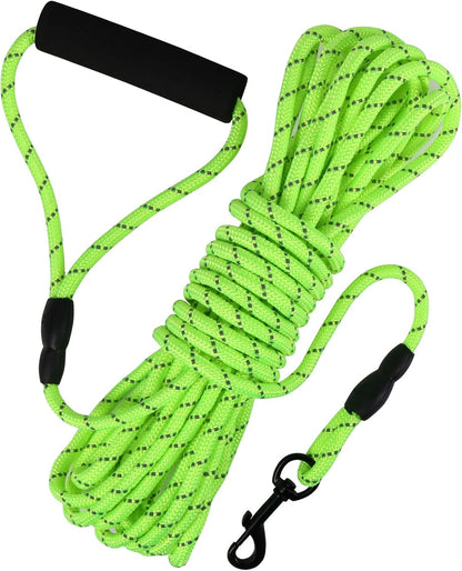 Premium 32Ft Floating Dog Training Leash - Perfect for Swimming, Hiking, and Outdoor Adventures - Reflective Green Rope with Soft Handle