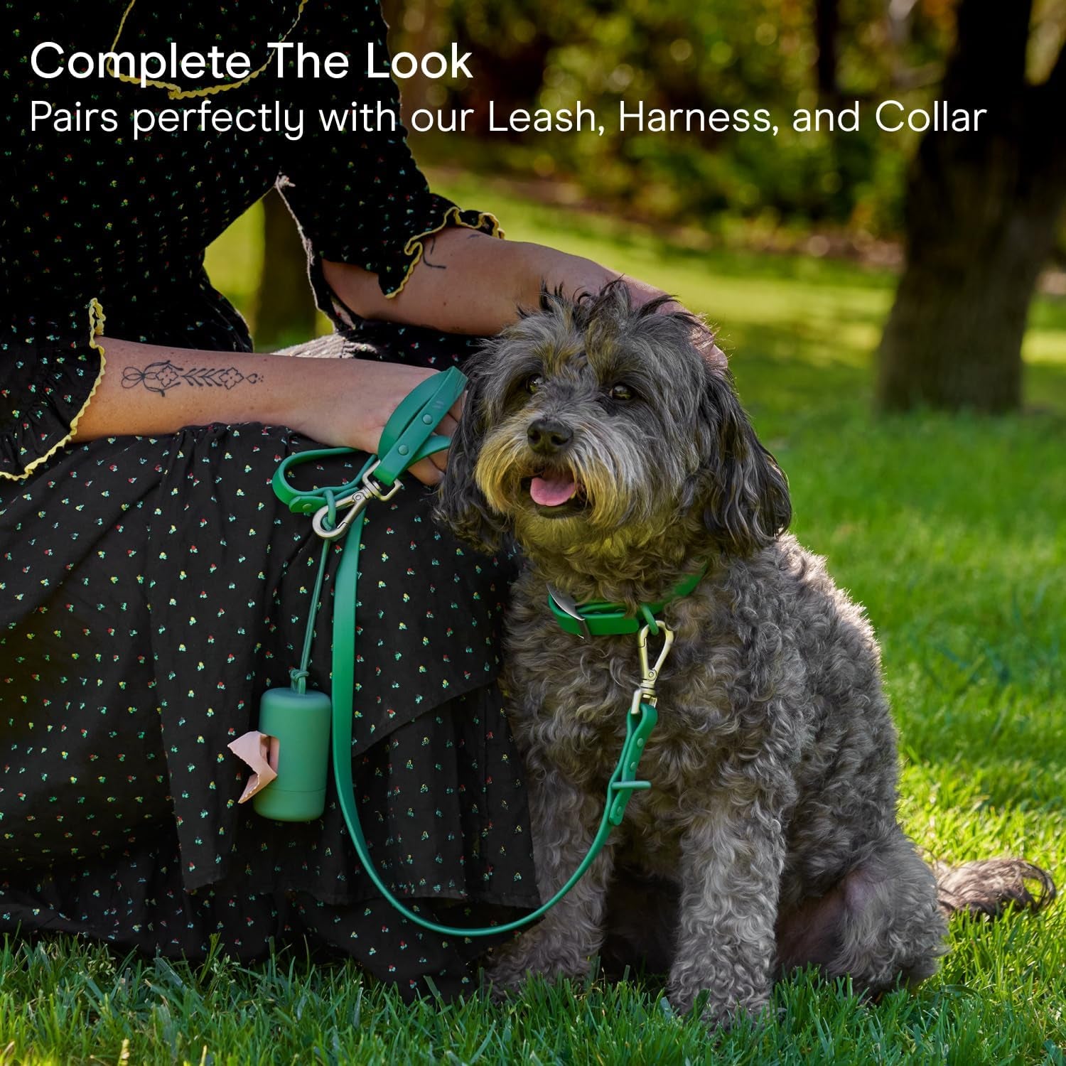 Stylish Blush Dog Poop Bag Holder & Dispenser - Leak Proof, Easy Refill Design with Leash Attachment and Complimentary Eco-Friendly Bags