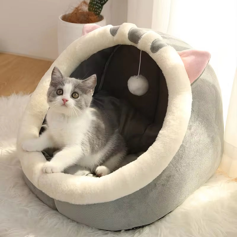 Deep Sleep Cartoon Pet Bed – Foldable Washable Cave Bed for Cats & Small Dogs