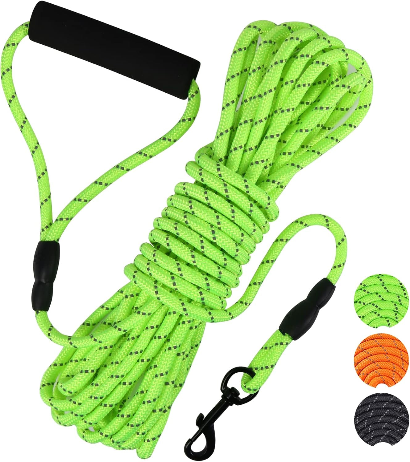 Premium 32Ft Floating Dog Training Leash - Perfect for Swimming, Hiking, and Outdoor Adventures - Reflective Green Rope with Soft Handle