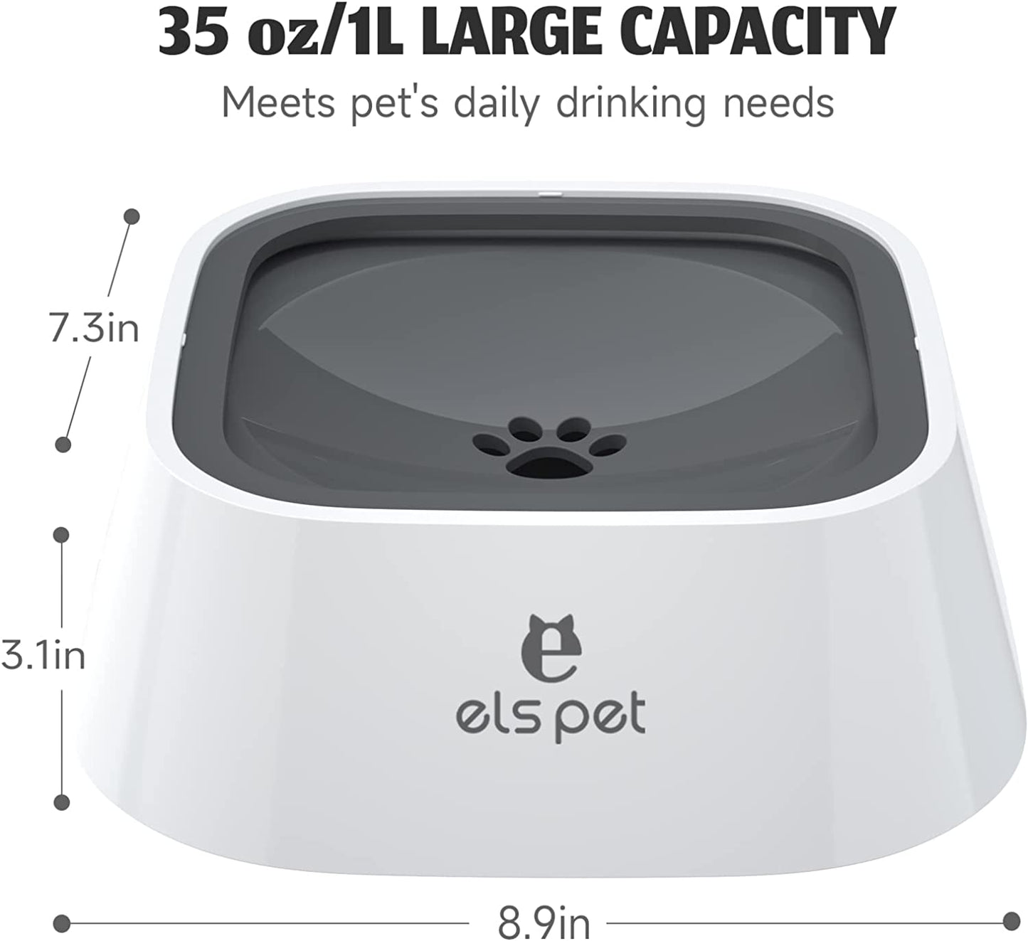 Ultimate No Spill Travel Bowl for Dogs & Cats - 35oz Splash Proof Feeder in Stylish Grey