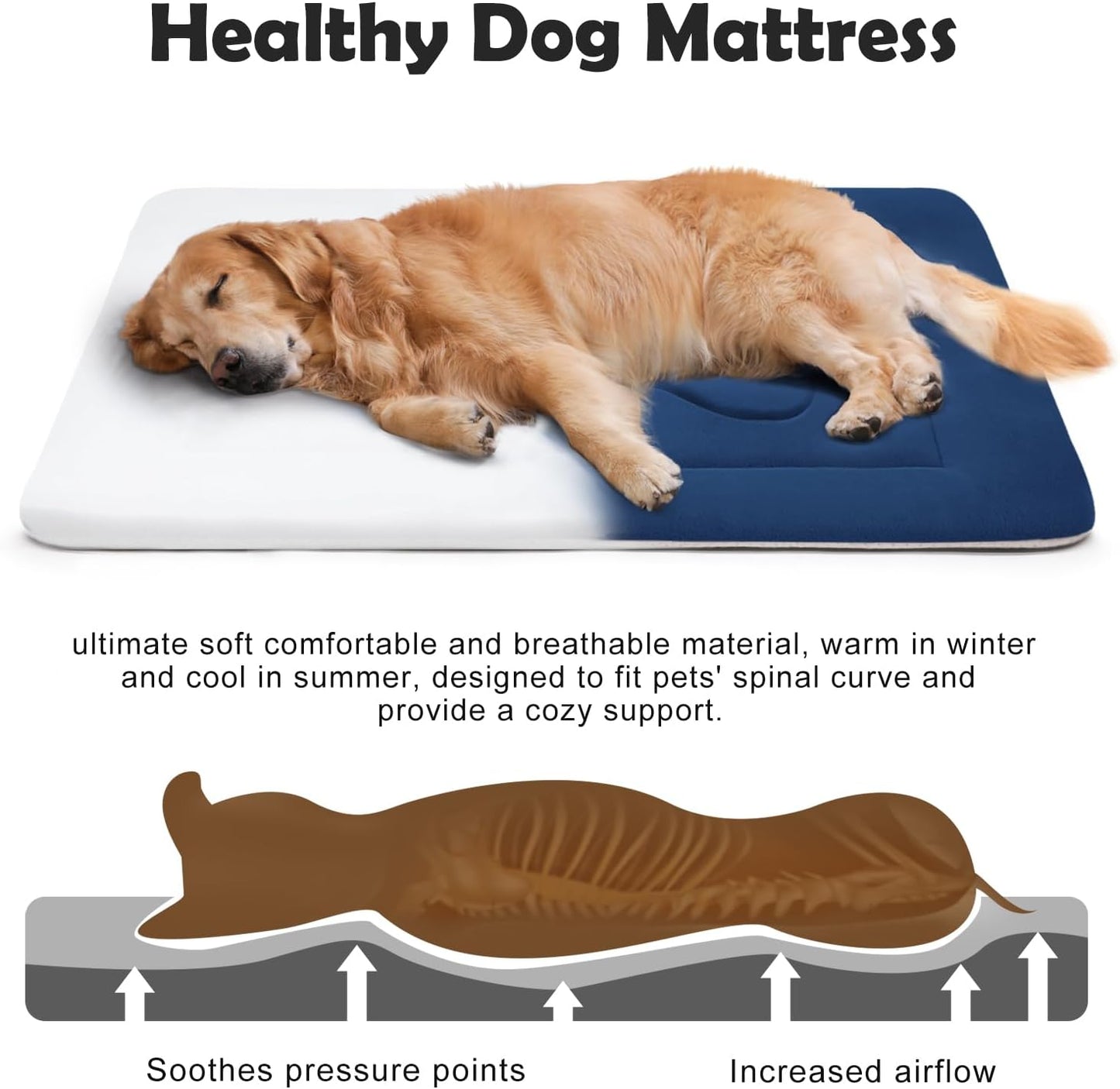 Luxurious Large Dog Bed Crate Mat - 42" Non-Slip, Washable Soft Mattress for Ultimate Comfort