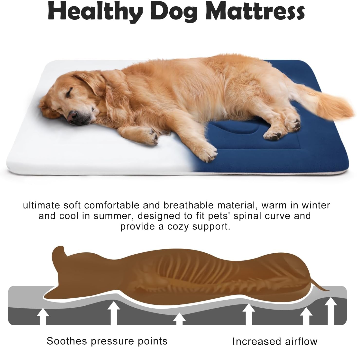 Luxurious Large Dog Bed Crate Mat - 42" Non-Slip, Washable Soft Mattress for Ultimate Comfort