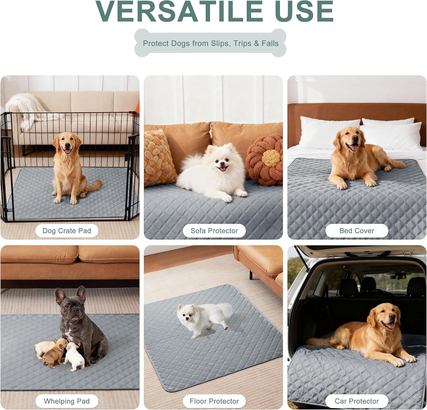 Premium Reusable Washable Dog Pee Pads - Large/Extra Large 36'' X 41'' - 2 Pack, Absorbent Non-Slip Waterproof Training Pads, Leak-Proof Whelping Solutions