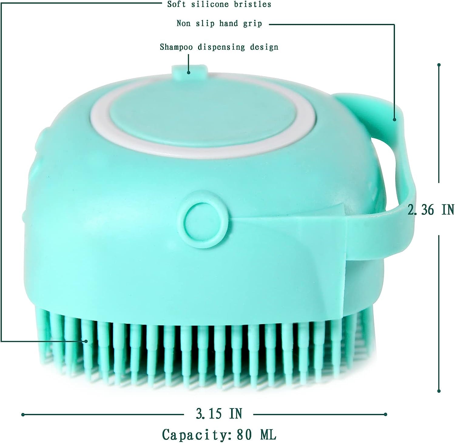 Soft Silicone Pet Bath Brush with Shampoo Dispenser - Perfect for Dogs & Cats - Blue Grooming Scrubber