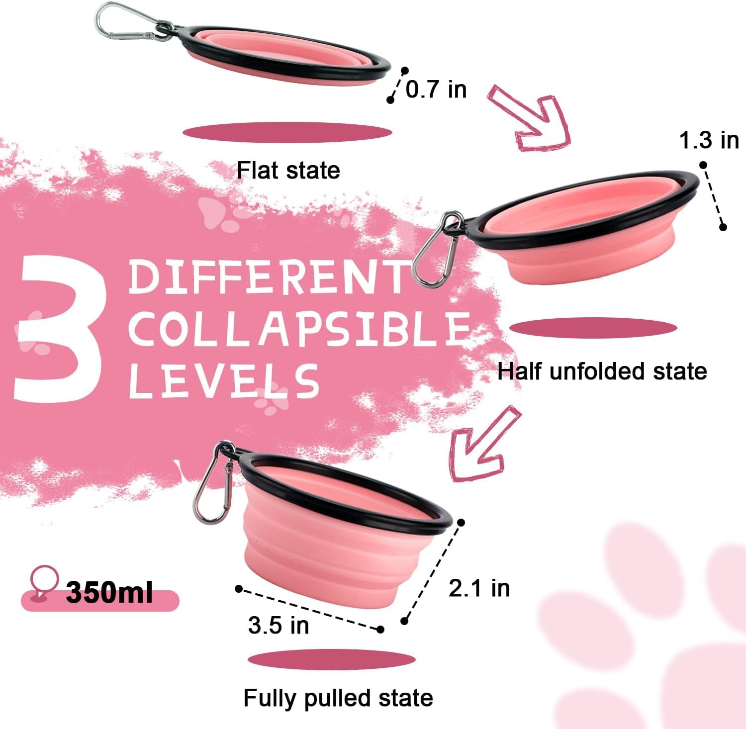 🐾 Collapsible Travel Pet Bowls (2-Pack) – Portable Food & Water Bowls for Dogs & Cats