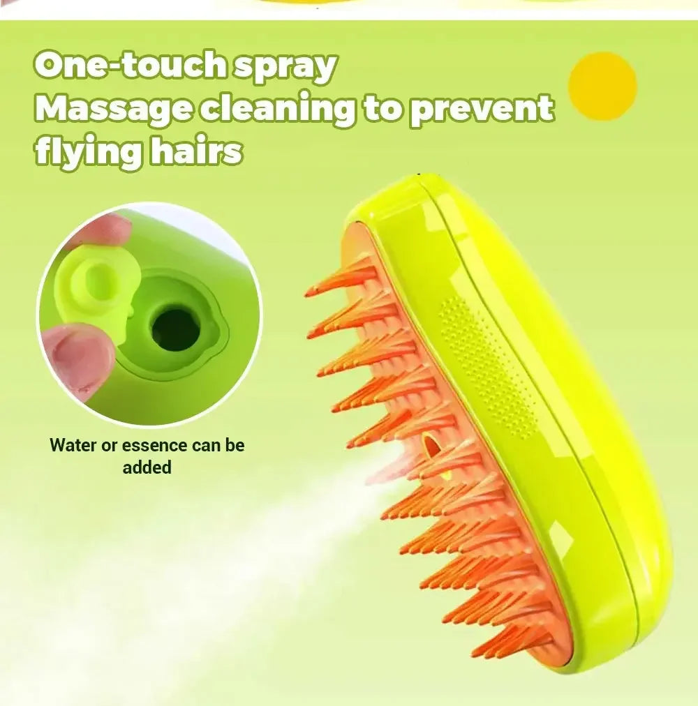 3-in-1 Electric Steam Grooming Brush for Cats & Dogs – Massage Comb with Spray Function