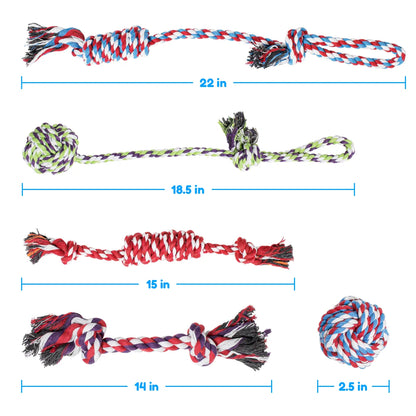 Ultimate 5-Pack Rope Dog Toys for Small to Medium Dogs - Durable Fun for Playtime!
