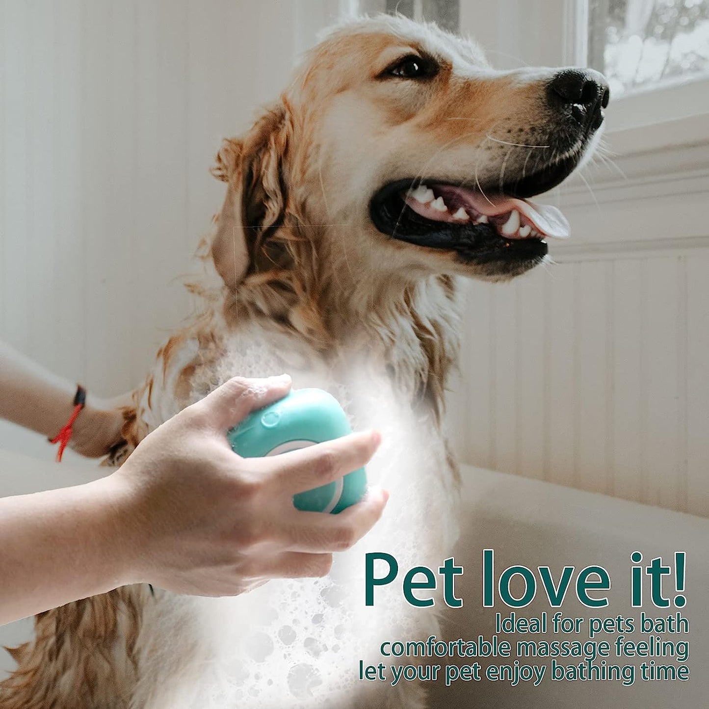 Soft Silicone Pet Bath Brush with Shampoo Dispenser - Perfect for Dogs & Cats - Blue Grooming Scrubber