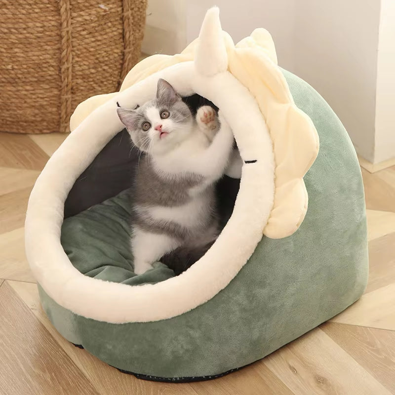 Deep Sleep Cartoon Pet Bed – Foldable Washable Cave Bed for Cats & Small Dogs