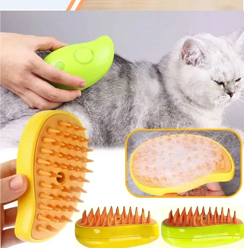 3-in-1 Electric Steam Grooming Brush for Cats & Dogs – Massage Comb with Spray Function