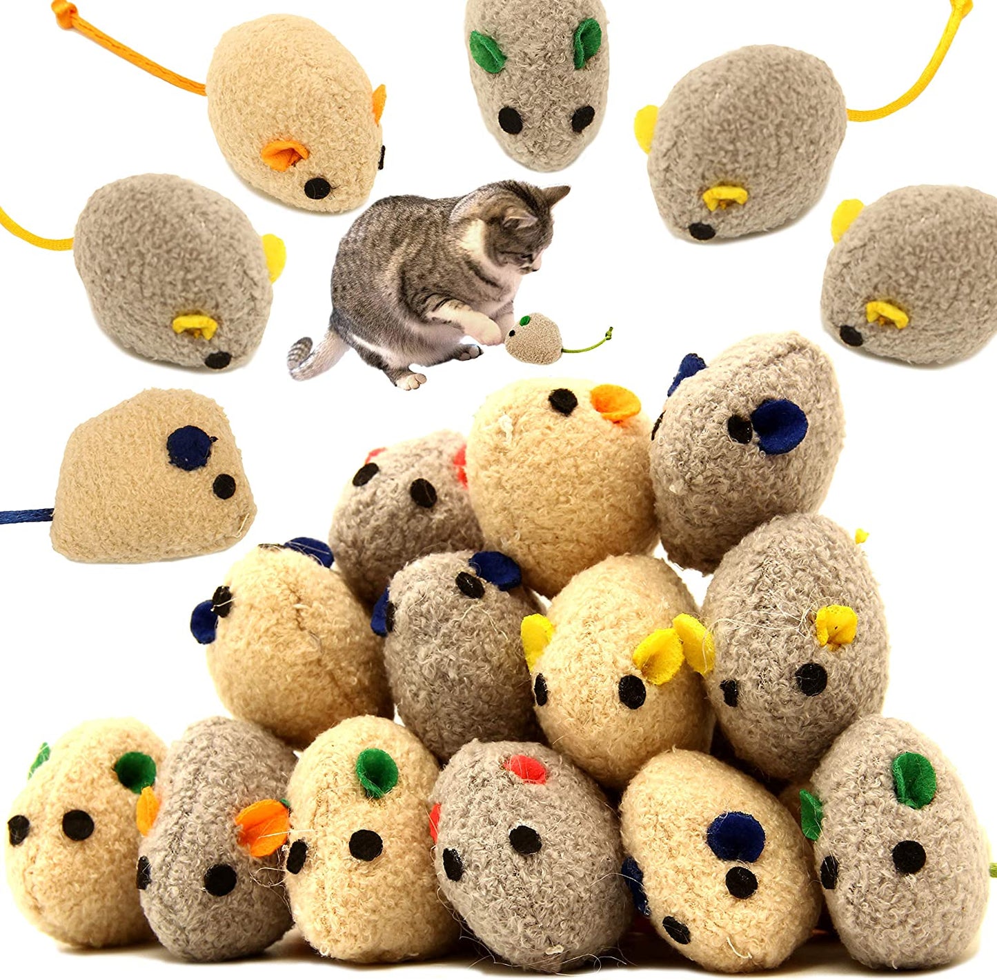 20PCS Catnip Mouse Toy Set – Interactive Cat Toys for Cats, Kittens & Puppies