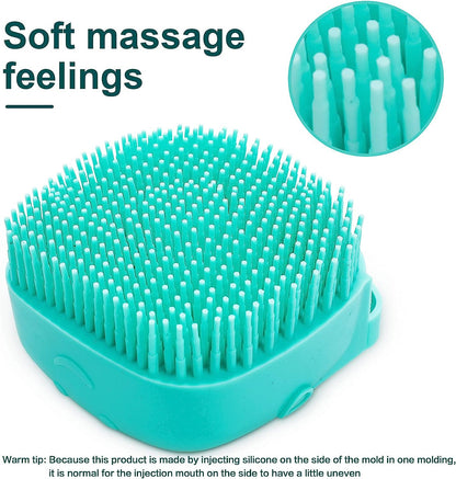 Soft Silicone Pet Bath Brush with Shampoo Dispenser - Perfect for Dogs & Cats - Blue Grooming Scrubber