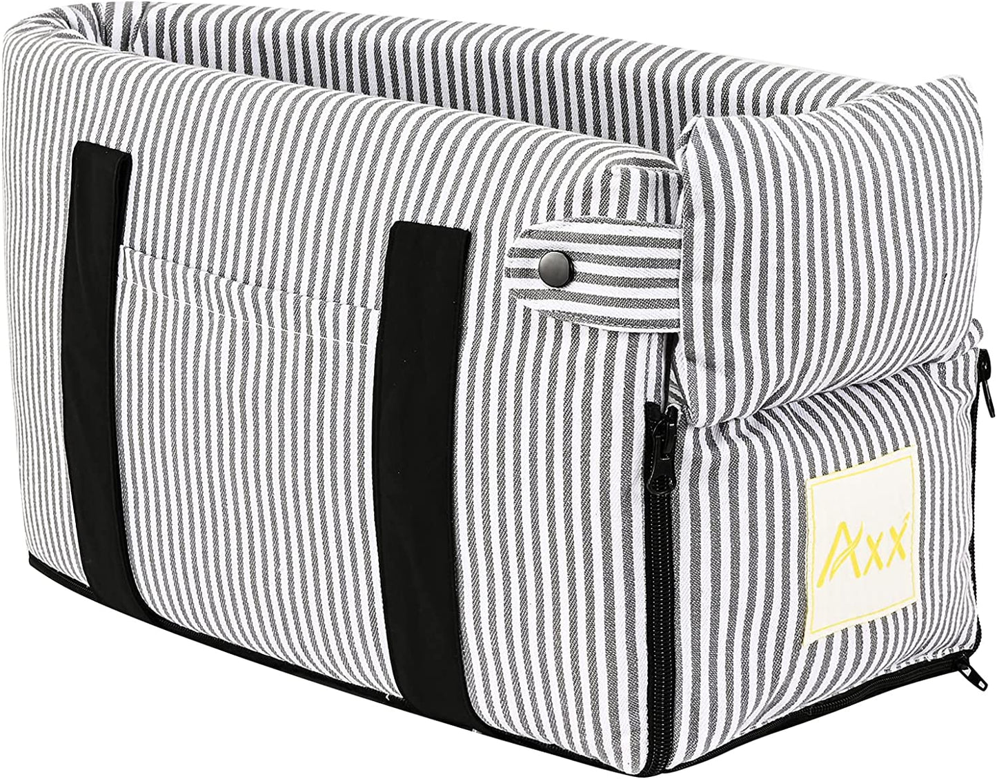 Elevate Your Pet's Travel Experience with Our Stylish Booster Bed Car Seat - Perfect for Small to Medium Dogs, Featuring Storage Pocket, Safety Leash & Washable Cover in Chic Stripe Design