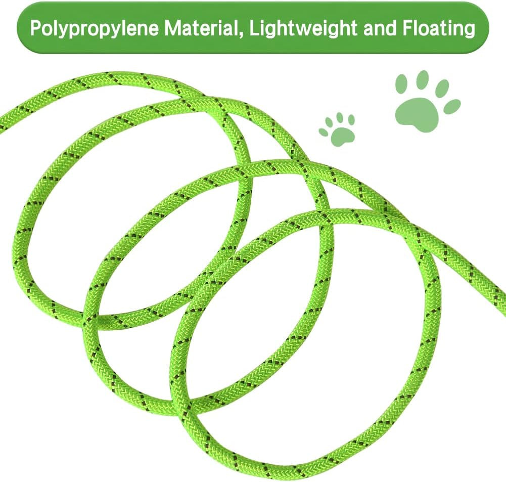 Premium 32Ft Floating Dog Training Leash - Perfect for Swimming, Hiking, and Outdoor Adventures - Reflective Green Rope with Soft Handle