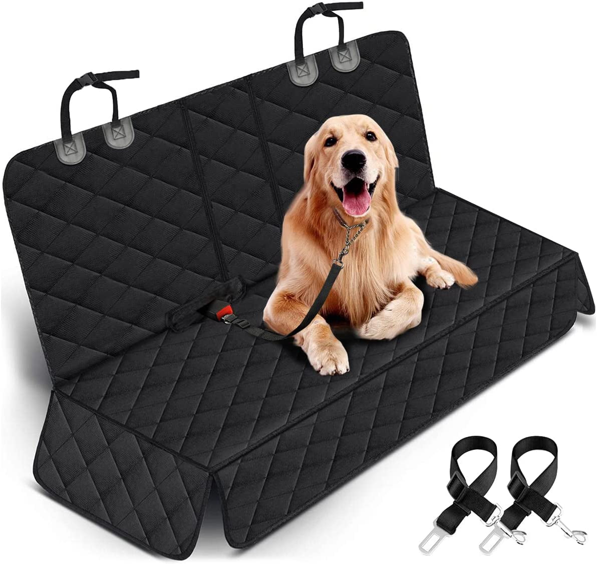 Premium Waterproof Dog Car Seat Cover - Non-Slip Back Seat Protector for SUVs, Trucks & Cars - Fits Middle Armrest - Black
