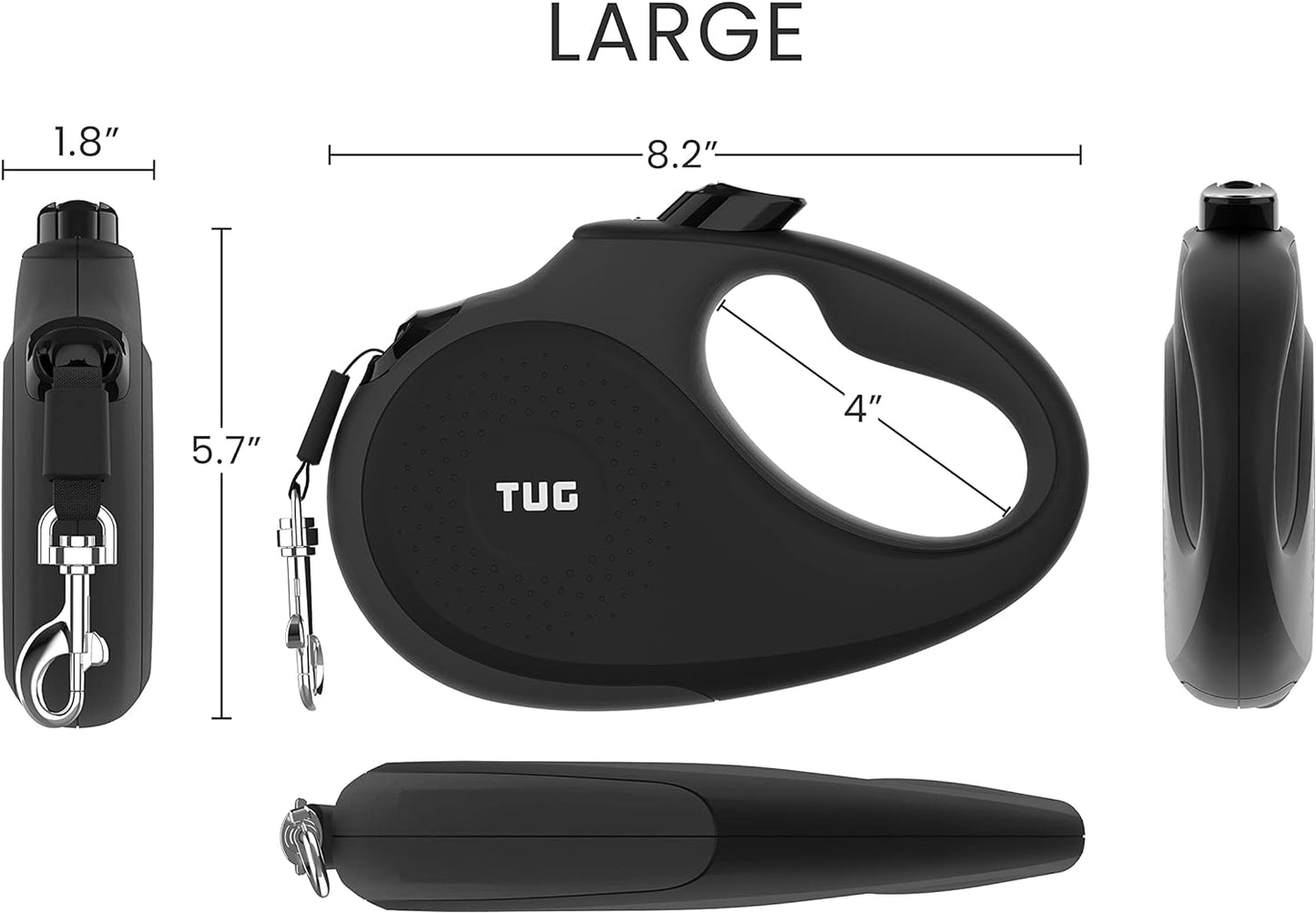 Experience Ultimate Control with Our Premium 16ft Retractable Dog Leash - Perfect for Large Breeds in Stylish Black/Grey