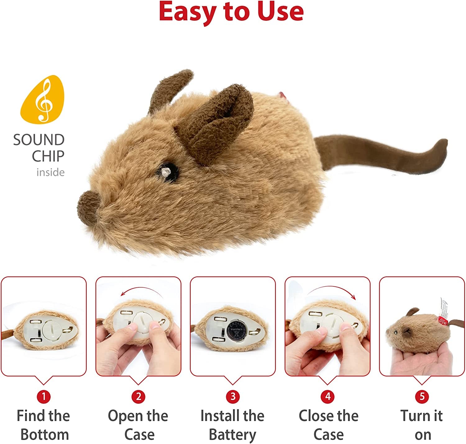 🐭 Interactive Moving Mouse Cat Toy – Realistic Squeaky Sound & Automatic Self-Play Fun for Indoor Cats