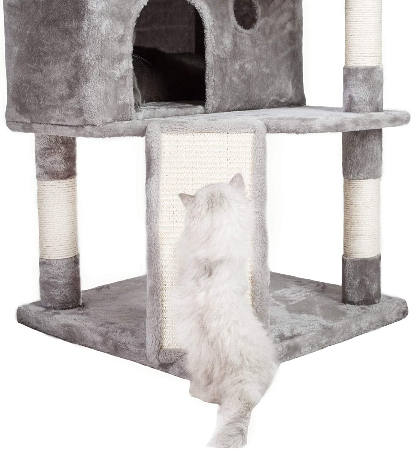 Extra Large Cat Tree Tower - 73.4" Cat Activity Center with 3 Caves, 3 Cozy Perches, and Scratching Posts - Perfect for Kittens and Large Cats - Light Gray