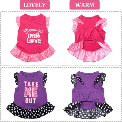 Adorable 2-Piece Dog Dress Set for Small Pets - Cute Summer Apparel for Your Little Princess!