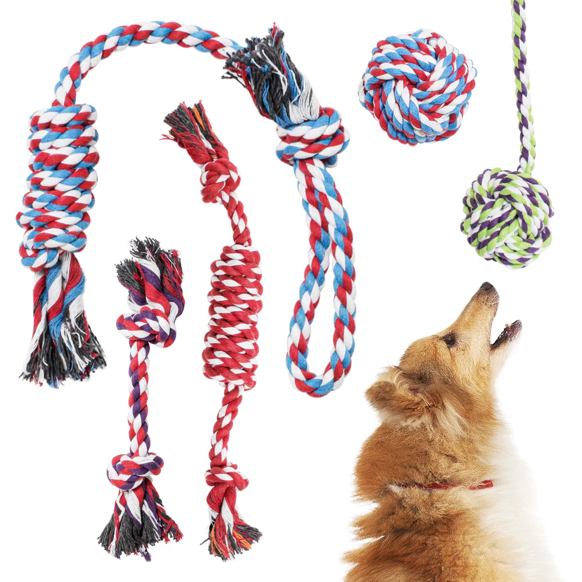 Ultimate 5-Pack Rope Dog Toys for Small to Medium Dogs - Durable Fun for Playtime!