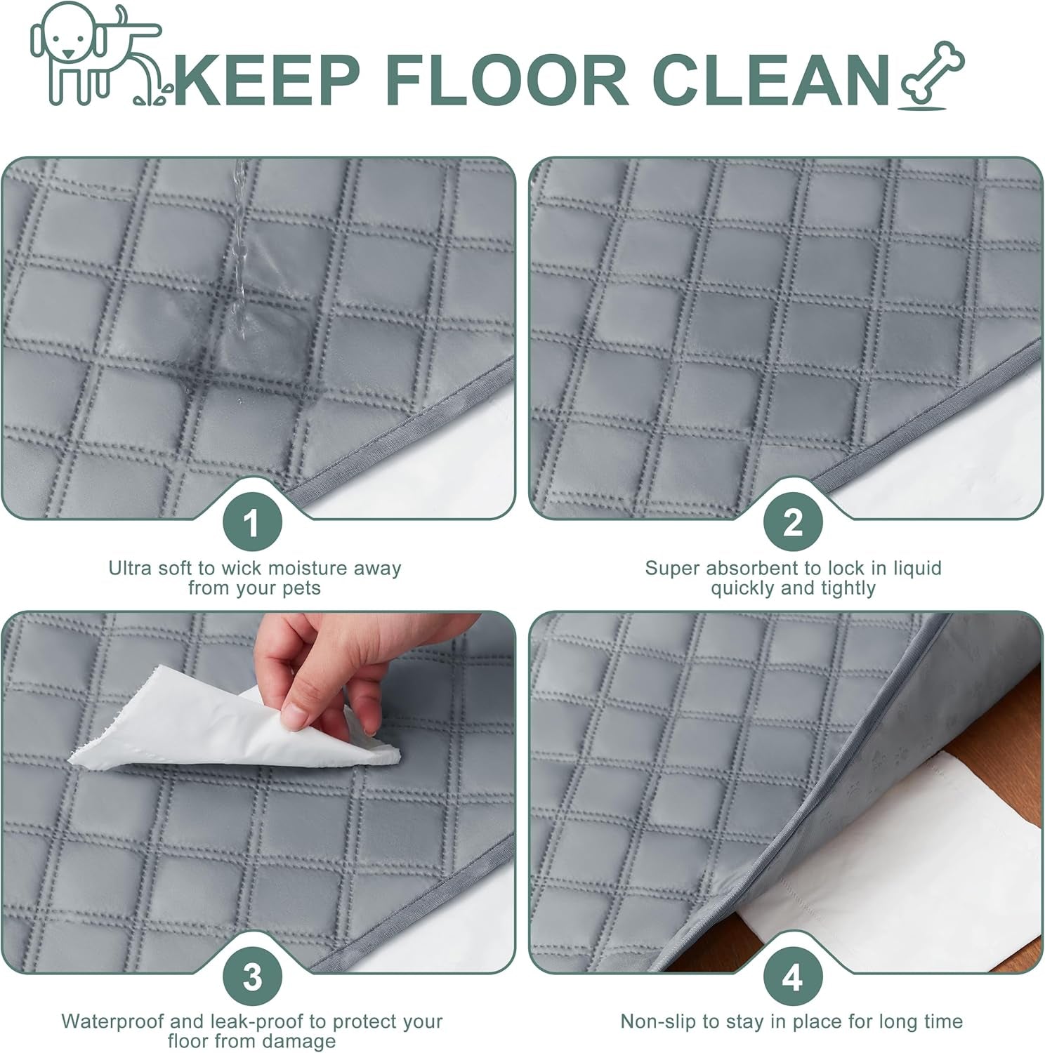 Premium Reusable Washable Dog Pee Pads - Large/Extra Large 36'' X 41'' - 2 Pack, Absorbent Non-Slip Waterproof Training Pads, Leak-Proof Whelping Solutions