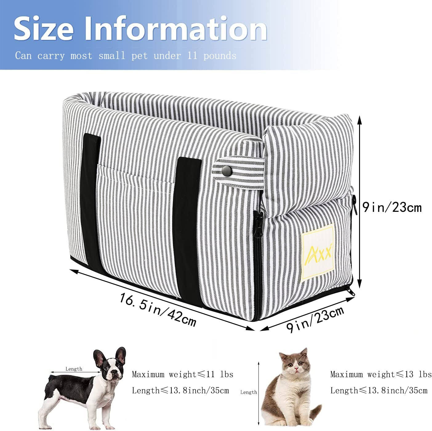 Elevate Your Pet's Travel Experience with Our Stylish Booster Bed Car Seat - Perfect for Small to Medium Dogs, Featuring Storage Pocket, Safety Leash & Washable Cover in Chic Stripe Design