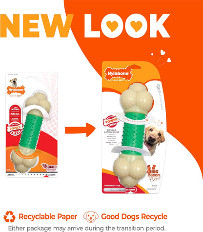 Ultimate Double Action Bacon Flavor Bone Chew Toy for Aggressive Dogs - X-Large (50+ lbs)