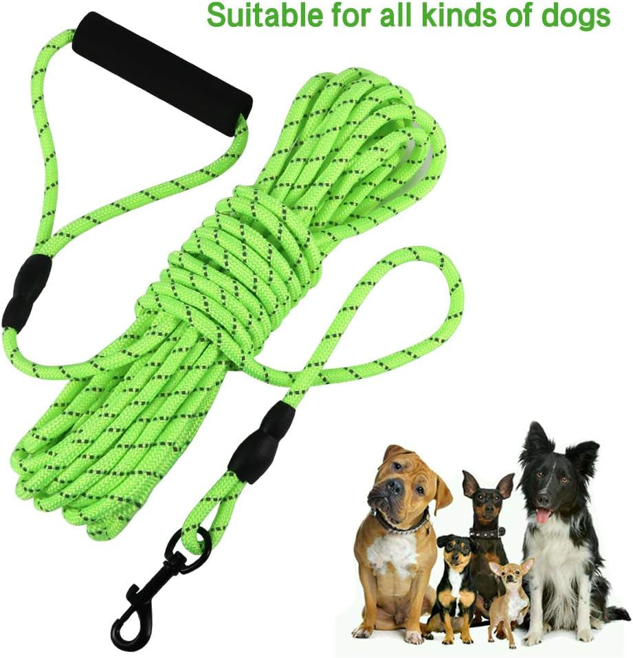 Premium 32Ft Floating Dog Training Leash - Perfect for Swimming, Hiking, and Outdoor Adventures - Reflective Green Rope with Soft Handle
