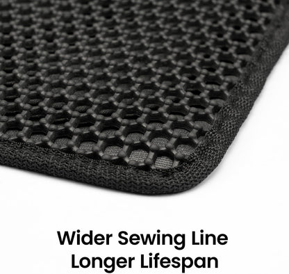 Compact Cat Litter Mat - 23.6"X14.6" Waterproof & Washable Honeycomb Design for Small Spaces - Easy Clean & Scatter Control - Black