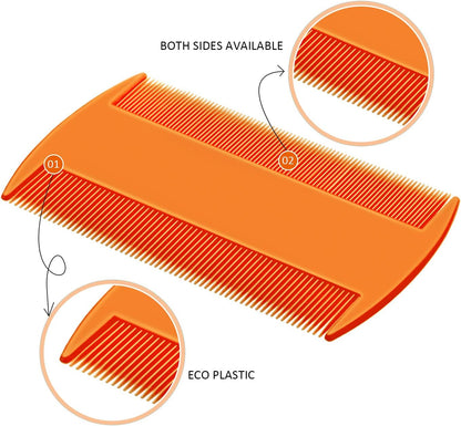 6 Pack Stainless Steel Flea & Lice Combs for Dogs & Cats - Double-Sided Grooming Tool with Rounded Teeth & Tear Stain Remover (Assorted Colors)