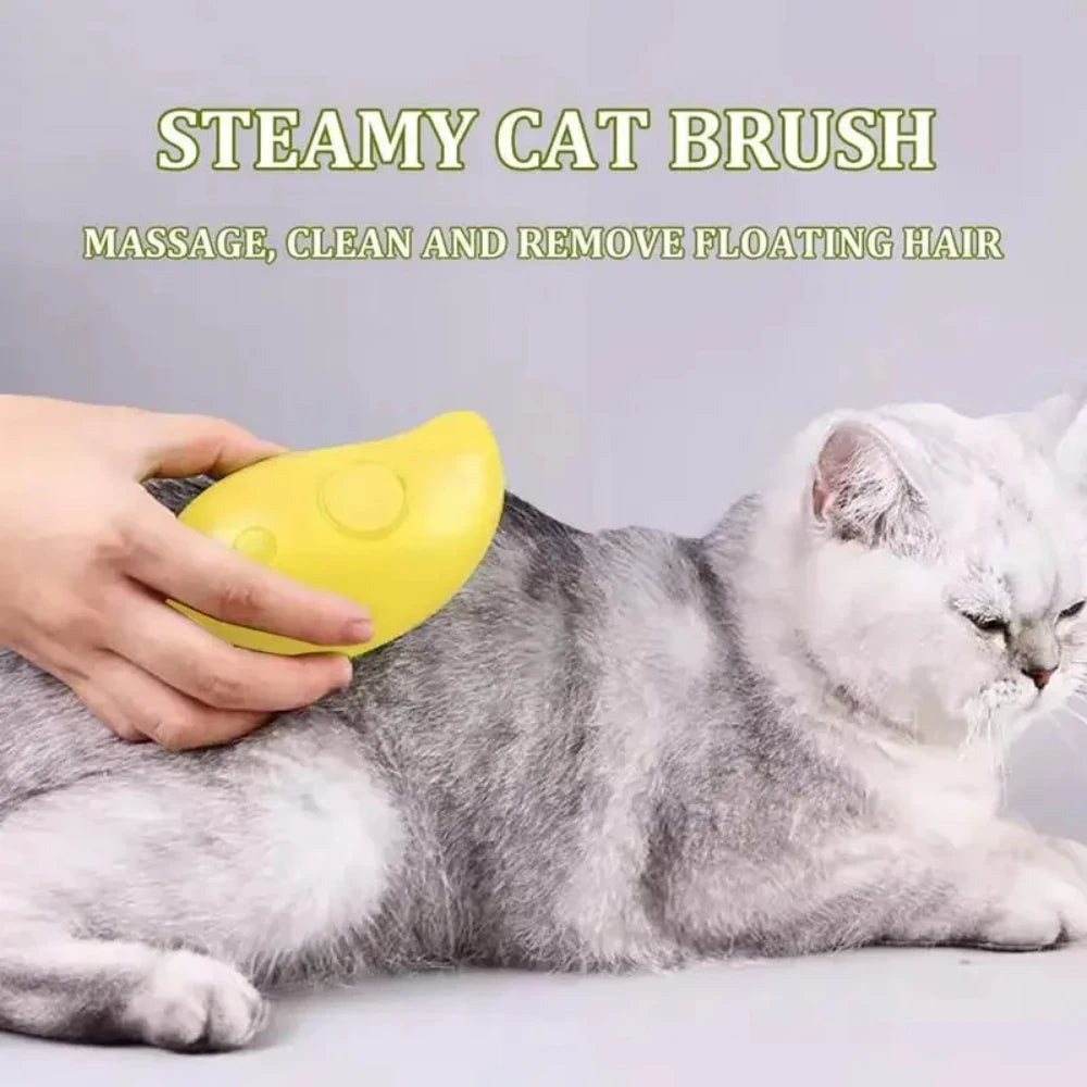 3-in-1 Electric Steam Grooming Brush for Cats & Dogs – Massage Comb with Spray Function