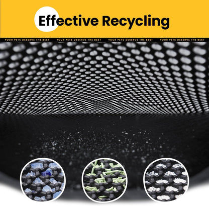 Compact Cat Litter Mat - 23.6"X14.6" Waterproof & Washable Honeycomb Design for Small Spaces - Easy Clean & Scatter Control - Black