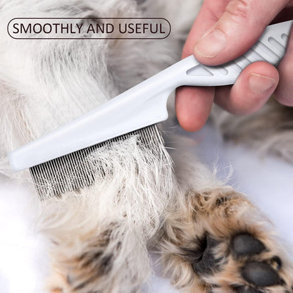 6 Pack Stainless Steel Flea & Lice Combs for Dogs & Cats - Double-Sided Grooming Tool with Rounded Teeth & Tear Stain Remover (Assorted Colors)